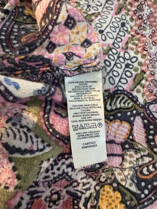 Loft size L Bohemian Multi-Color Smocked Maxi Dress with Tie Straps - Picture 5 of 5